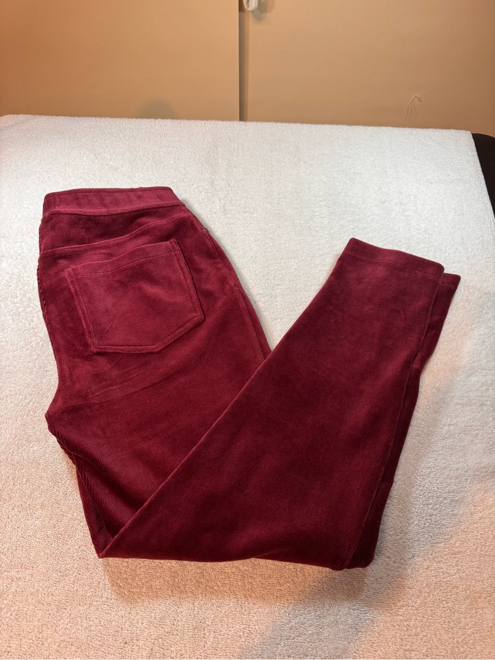 Susan Graver Pull On Skinny Pants in Deep Wine with Ankle Zippers